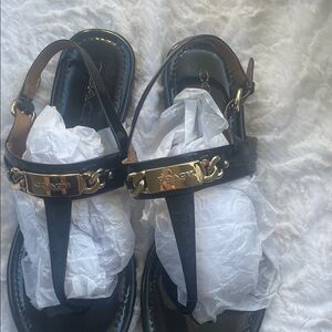 Coach Black Sandals with Gold Details